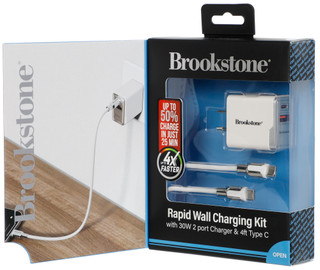 Thumbnail 3: Brookstone Rapid 2-Port 30W Wall Charger C-C Cable Kit 