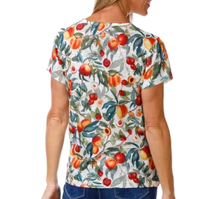 Thumbnail 2: Milano Women's Short Sleeve V-Neck Print Top 