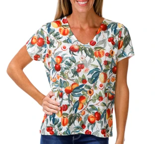 Thumbnail 1: Milano Women's Short Sleeve V-Neck Print Top 
