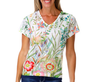 Thumbnail 1: Milano Women's Short Sleeve Floral Print Top 