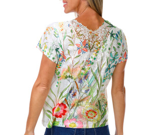 Thumbnail 2: Milano Women's Short Sleeve Floral Print Top 