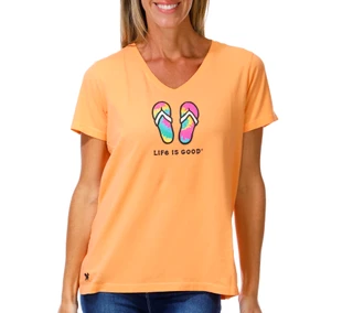 Thumbnail 1: Life is Good Women's Short Sleeve V-Neck Print Top 