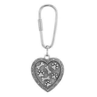Thumbnail 1: 1928 Jewelry Pewter Bone and Paw Heart Key Fob 