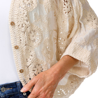 Thumbnail 2: LIV LOS ANGELES Women's 3/4 Sleeve Crochet Cardigan 