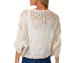 Thumbnail 3: LIV LOS ANGELES Women's 3/4 Sleeve Crochet Cardigan 