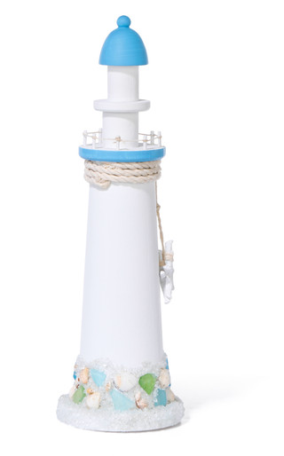 Thumbnail 4: JD YEATTS 18 In. Blue & White Lighthouse 