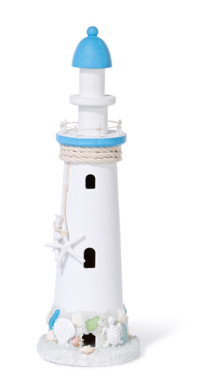 Thumbnail 1: JD YEATTS 18 In. Blue & White Lighthouse 