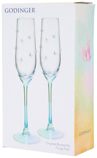 Thumbnail 1: Godinger Luster Butterfly Champagne Flute Set of 2 