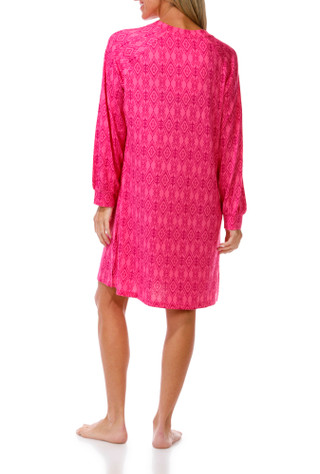 Thumbnail 2: White Orchid Women's Long Sleeve Spiced Ikat Pajama Dress 