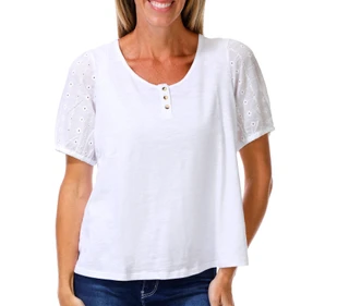 Thumbnail 1: Coral Bay Women's Short Sleeve Eyelet Top 