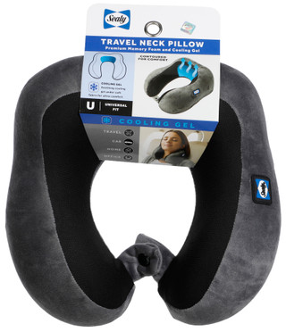 Thumbnail 1: SEALY POSTUREPEDIC Ergonomic Memory Foam Travel Neck Pillow with Cooling Gel  