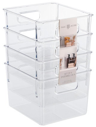 Thumbnail 1: Isaac Jacobs  4-Pack Medium Clear Storage Bins 