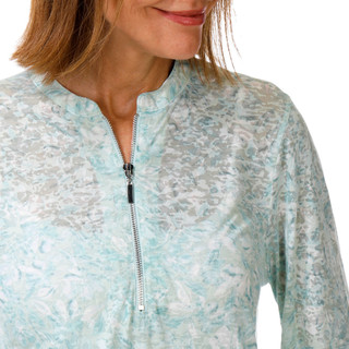 Thumbnail 3: Coral Bay Women's 3/4 Sleeve Quarter Front Zip Top 
