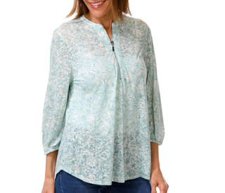 Thumbnail 1: Coral Bay Women's 3/4 Sleeve Quarter Front Zip Top 