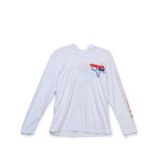 Thumbnail 2: REEL LEGENDS Big Boys Shark Frenzy Hooded UPF Shirt 