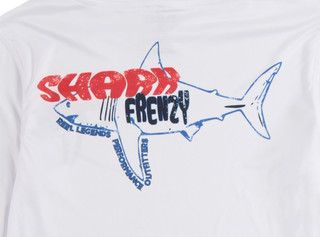 Thumbnail 3: REEL LEGENDS Big Boys Shark Frenzy Hooded UPF Shirt 
