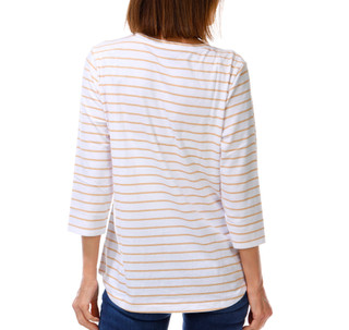 Thumbnail 3: Coral Bay Women's 3/4 Sleeve Stripe Palm Tree Top 