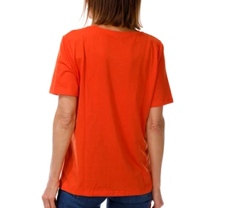 Thumbnail 3: Coral Bay Women's Short Sleeve Harvest Pumpkin Embellished Top 