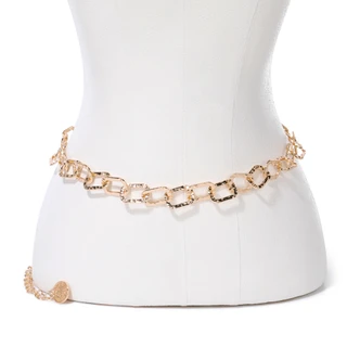 Thumbnail 1: Steve Madden Gold Hammered Links Chain Belt 