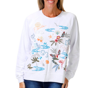 Thumbnail 1: JOHNNY WAS Women's Long Sleeve Florida Print Sweatshirt 