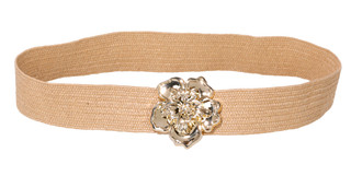 Thumbnail 1: Steve Madden Raffia Stretch Belt w/ Flower Buckle 