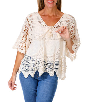 Thumbnail 1: Liv Women's Sheer Crochet Overlay Top 
