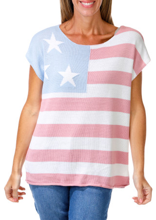 Thumbnail 1: ADRIENNE VITTADINI Women's Americana Faded Flag Knit Top 