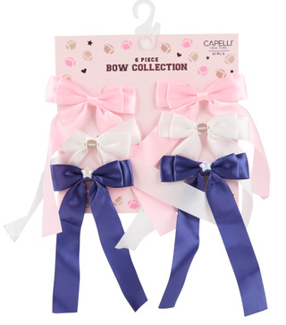 Thumbnail 1: Capelli New York 6 Pc Football & Stars Bow Barrettes Set 