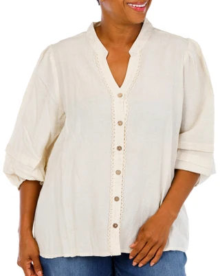 Thumbnail 1: UNIQUE SPECTRUM Women's Plus Button Down Top 