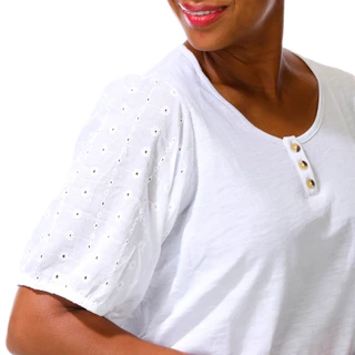 Thumbnail 4: Coral Bay Plus Short Sleeve Eyelet Henley Top 