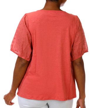 Thumbnail 4: Coral Bay Plus Short Sleeve Eyelet Henley Top 