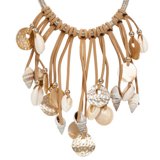 Thumbnail 2: Nicole Miller Gold Cord Suede Shell Necklace 