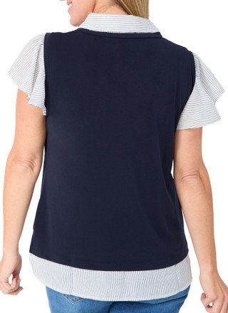 Thumbnail 2: Adrianna Papell Women's Short Sleeve Knit Vest Top 