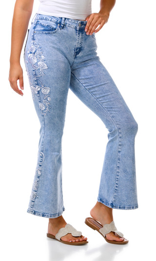 Thumbnail 1: SUNKISSED DENIM Juniors Embroidered Bootcut Jeans 