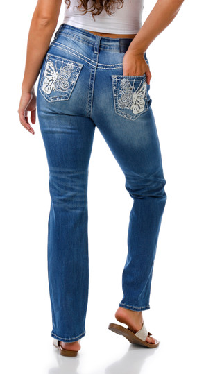 Thumbnail 1: Evolve Denim Juniors Bling Back Bootcut Jeans 