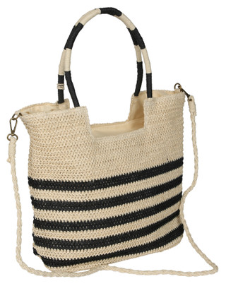 Thumbnail 2: SUN N SPORT Stripe Paper Crochet Shoulder Tote 