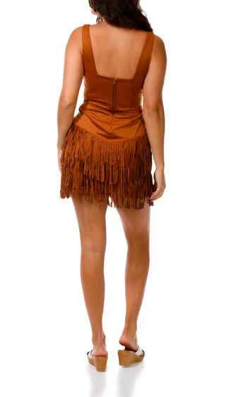 Thumbnail 2: Trixxi Juniors Sleeveless Fringe Faux Suede Mini Dress 