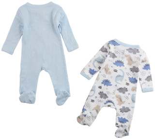 Thumbnail 2: Baby Essentials Baby Boys 2 Pk Dino Sleepers 
