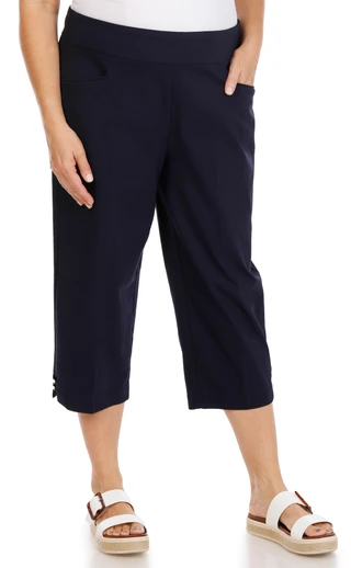 Thumbnail 1: Coral Bay Women's Plus Stretch Waist Pull On Capris 