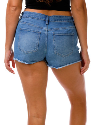 Thumbnail 3: YMI Juniors Embroidered Denim Shorts 