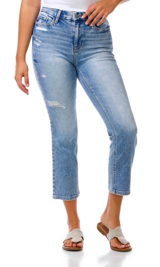 Thumbnail 1: Flying Monkey Juniors Ankle Straight Ripped Jeans 
