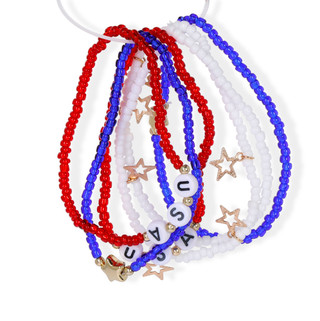 Thumbnail 2: Celebrate America 250 6 Piece Stretch USA Bracelets 