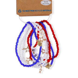 Thumbnail 3: Celebrate America 250 6 Piece Stretch USA Bracelets 