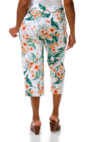 Thumbnail 2: Coral Bay Plus Printed Stretch Waist Capris 