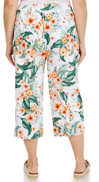 Thumbnail 4: Coral Bay Women's Plus Printed Stretch Waist Capris 
