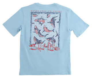 Thumbnail 3: Salt Life Big Boys Americana Shark Frenzy T-Shirt 