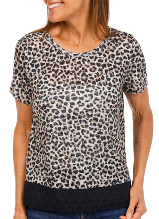 Thumbnail 4: BUNULU Women's Short Sleeve Leopard Print Top 