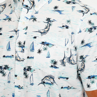 Thumbnail 2: CHAPS Men's Palm Leaf Print Button Down Shirt 