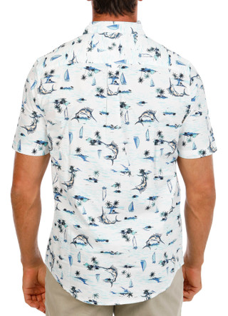 Thumbnail 3: CHAPS Men's Palm Leaf Print Button Down Shirt 