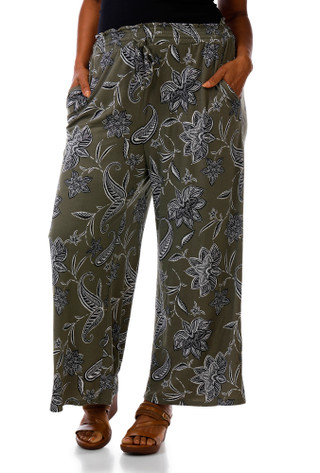 Thumbnail 4: Ellen Tracy Plus Smocked Waist Wide Leg Pants 